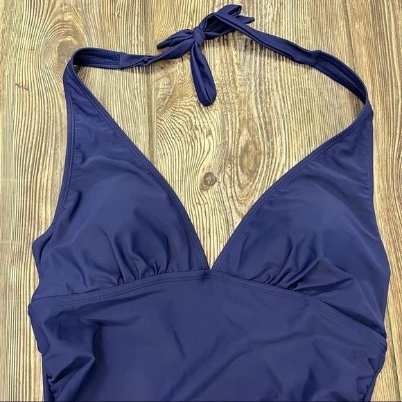 NICOLE Miller Blue Halter Swim Dress Small NWT One Piece Swimsuit - Picture 10 of 11